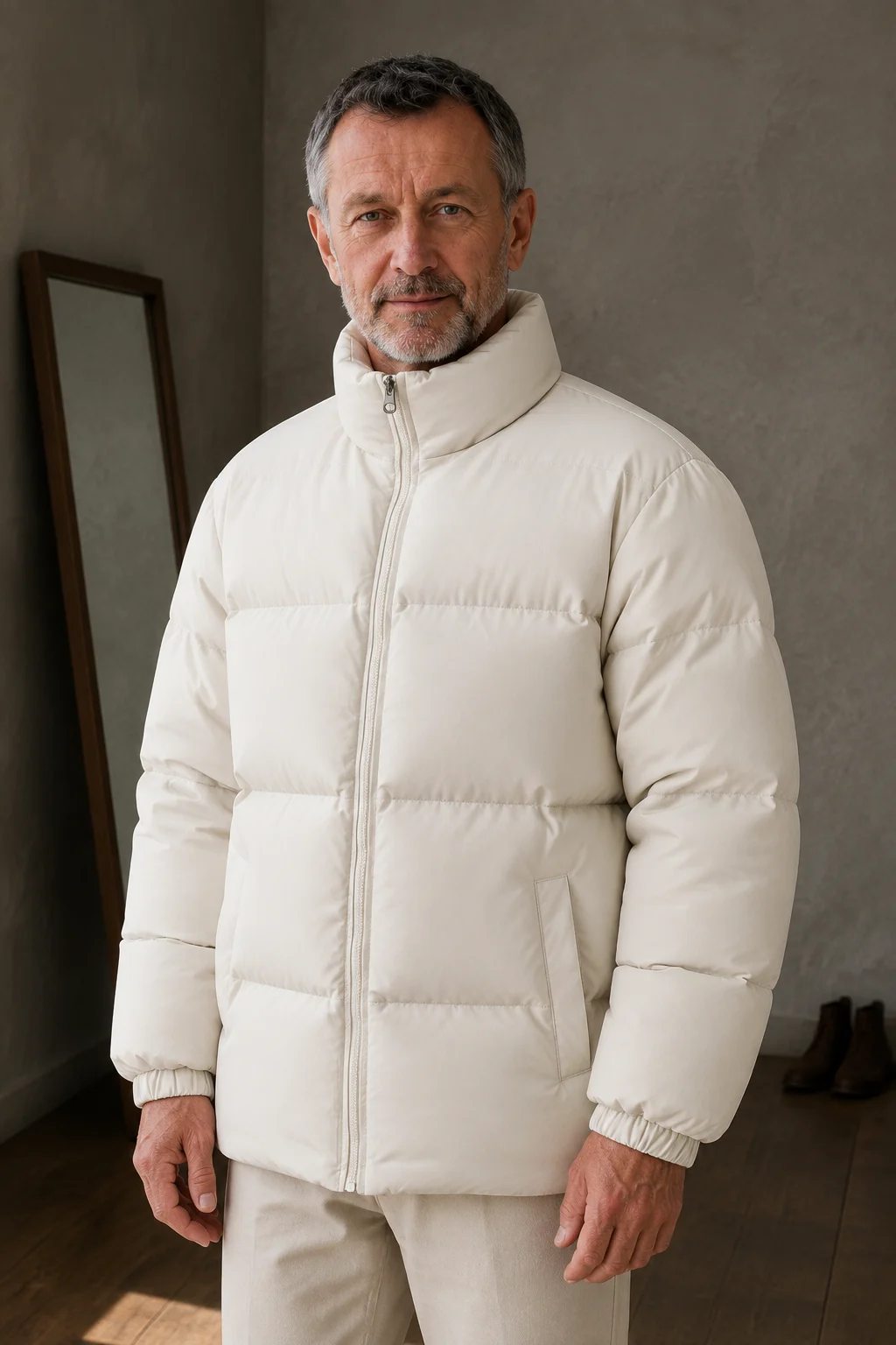 Cotton Shell Insulated Puffer Jacket - close-up