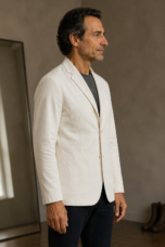 Cotton Single Breasted Notch Lapel Blazer - side
