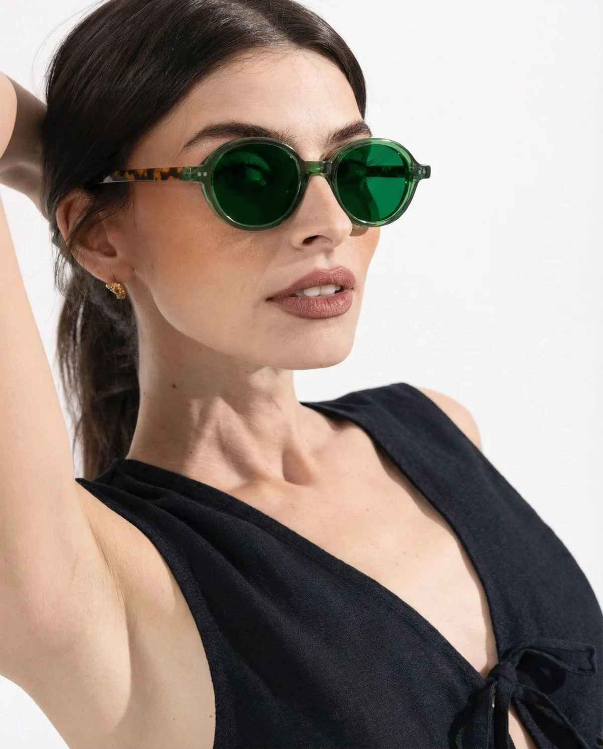 Deep Tint Round Acetate Sunglasses