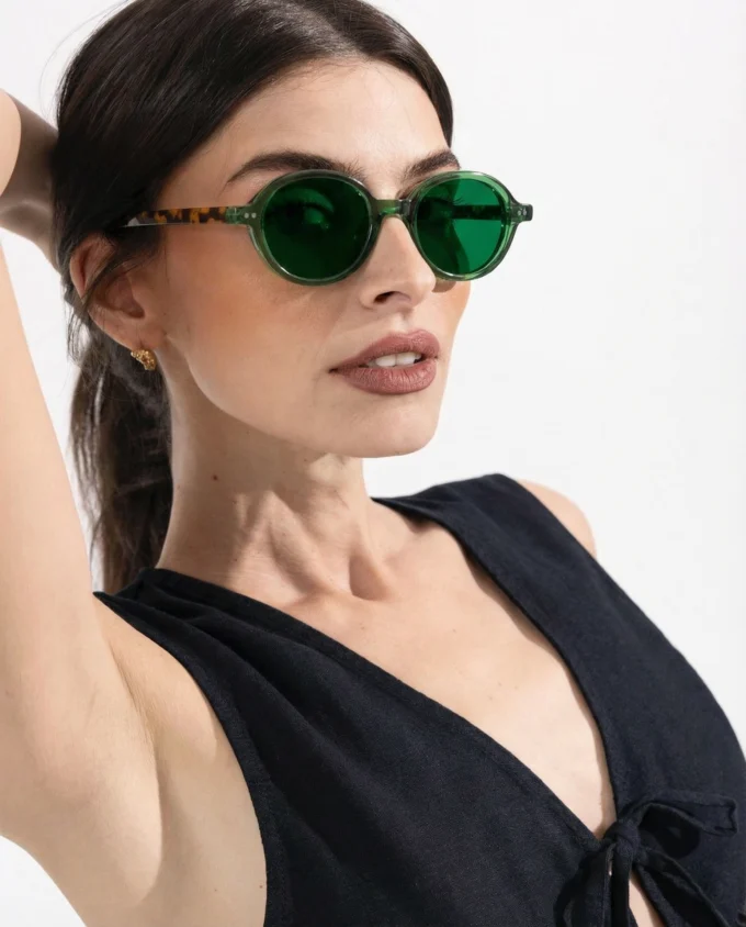 Deep Tint Round Acetate Sunglasses