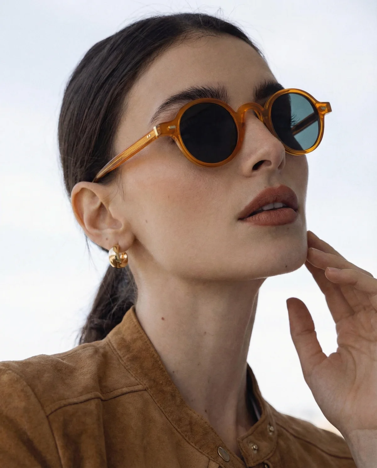 Translucent Round Acetate Sunglasses