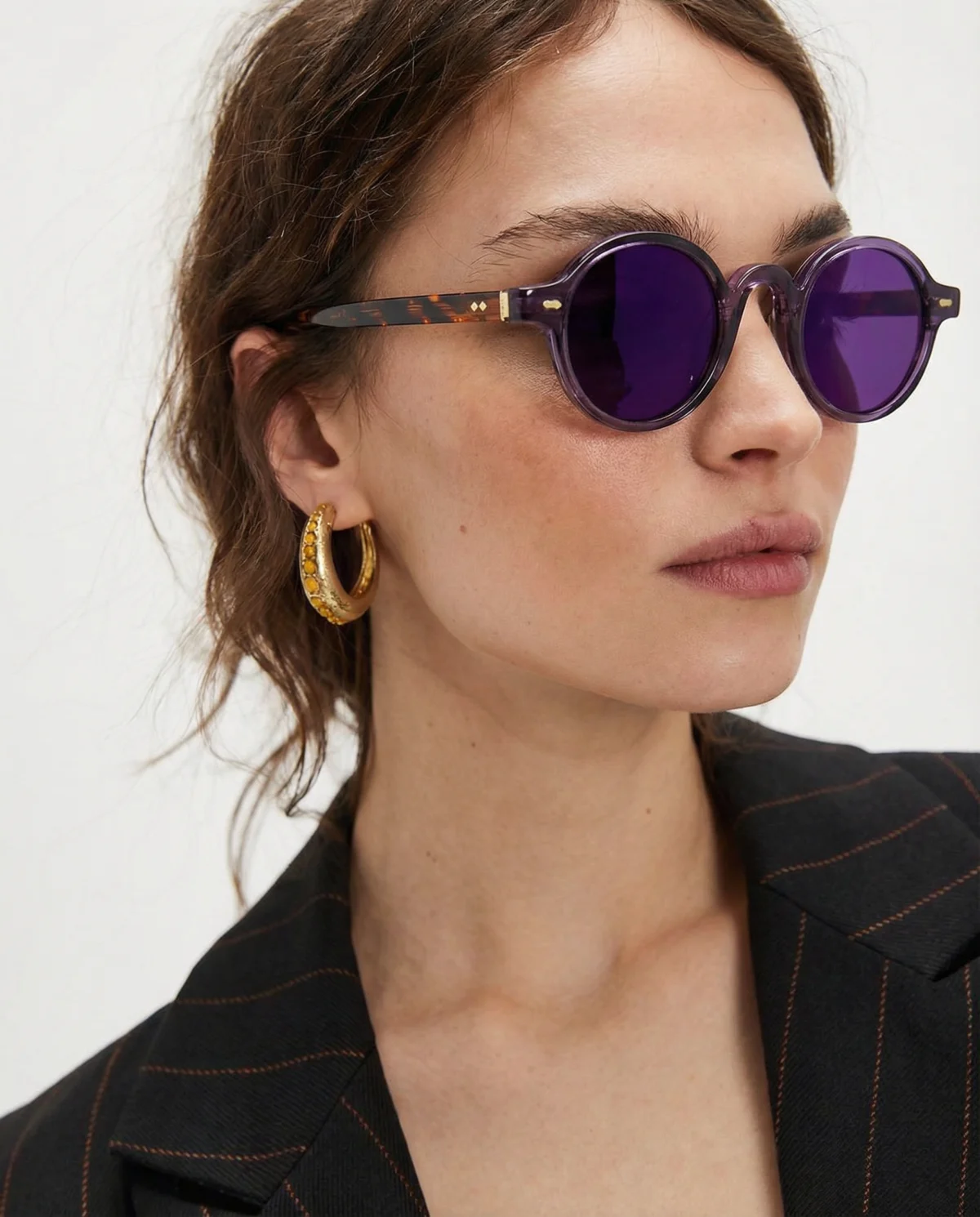 Translucent Round Acetate Sunglasses