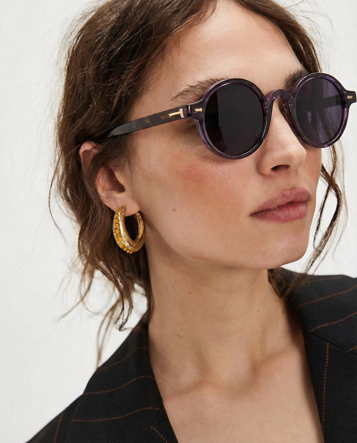 Translucent Round Acetate Sunglasses