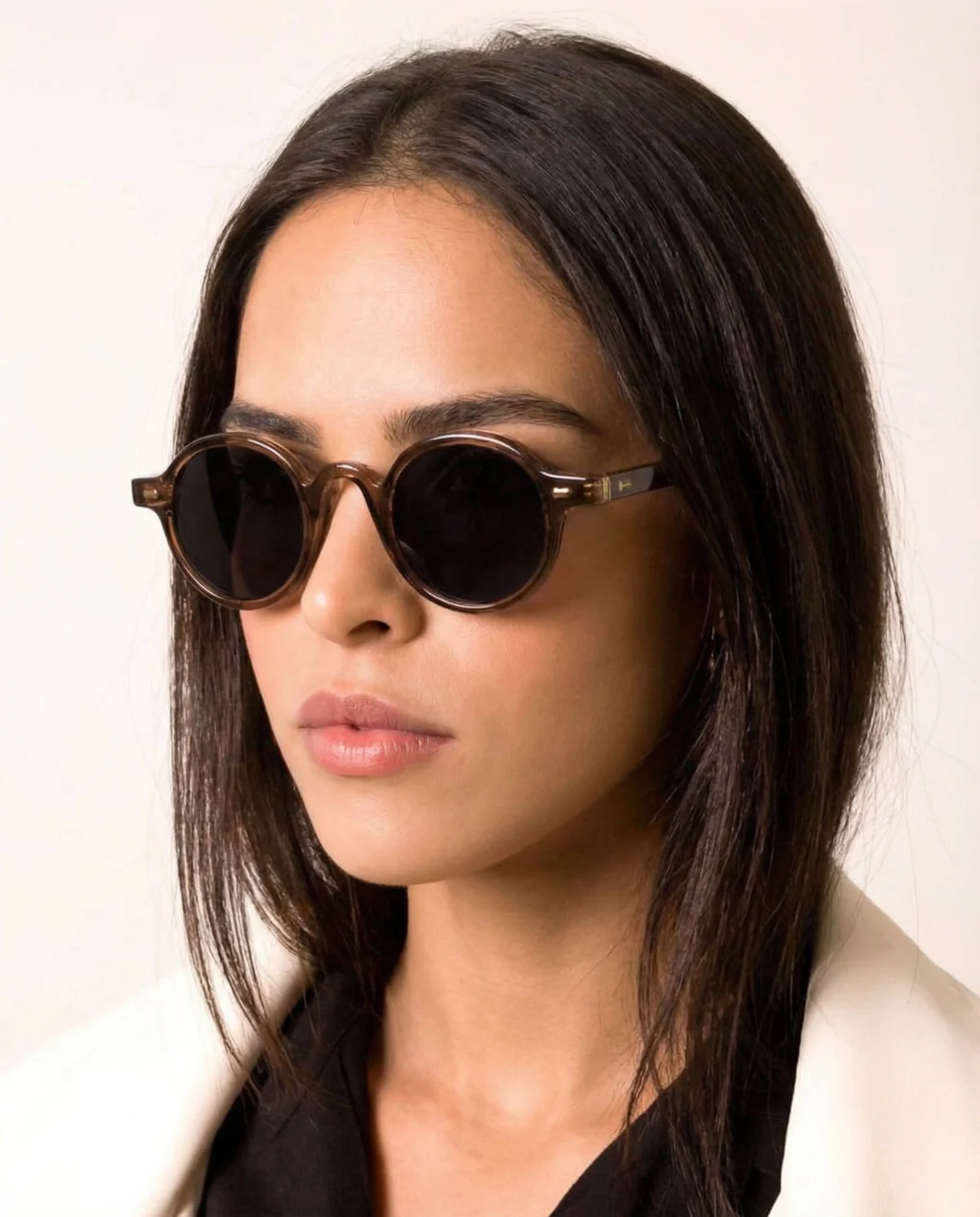 Translucent Round Acetate Sunglasses