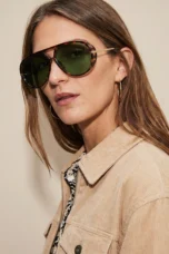 Double Bridge Metal Aviator Sunglasses