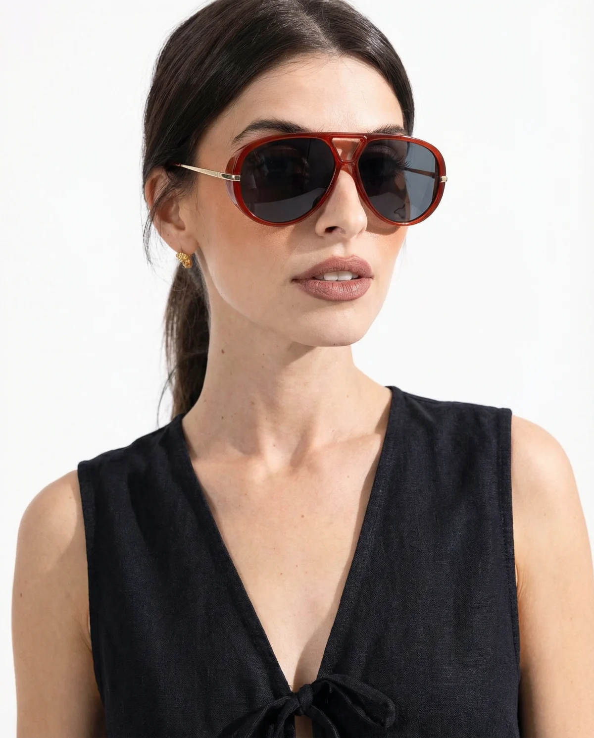 Double Bridge Metal Aviator Sunglasses