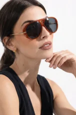 Double Bridge Metal Aviator Sunglasses