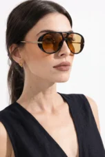 Double Bridge Metal Aviator Sunglasses