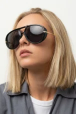 Double Bridge Metal Aviator Sunglasses