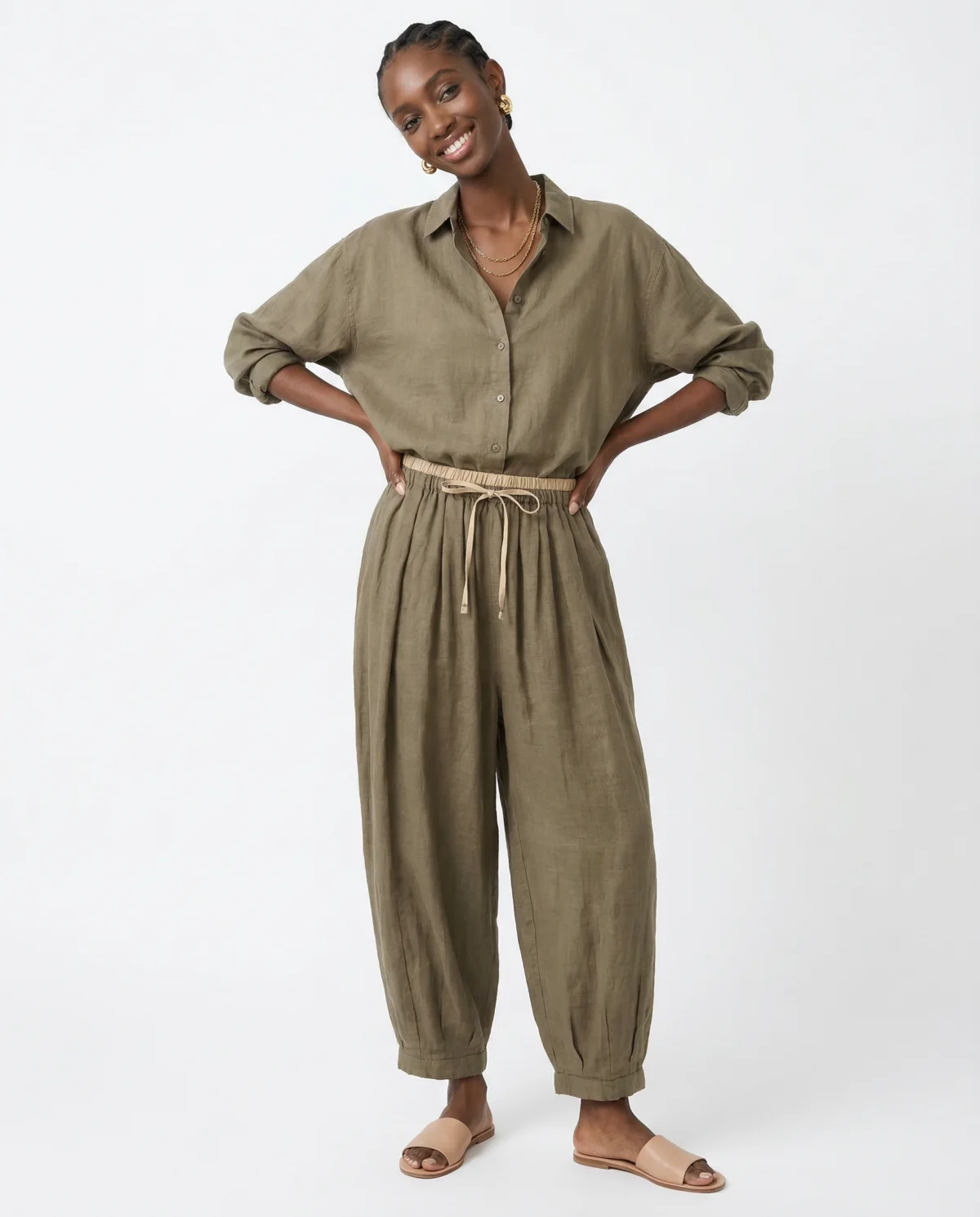 Daphne | 100% Linen Tapered Trousers