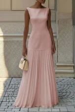 Brigitte | Pleated Gauze Maxi Dress
