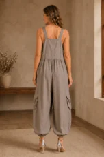 Embroidered Bodice Relaxed Jumpsuit - back view