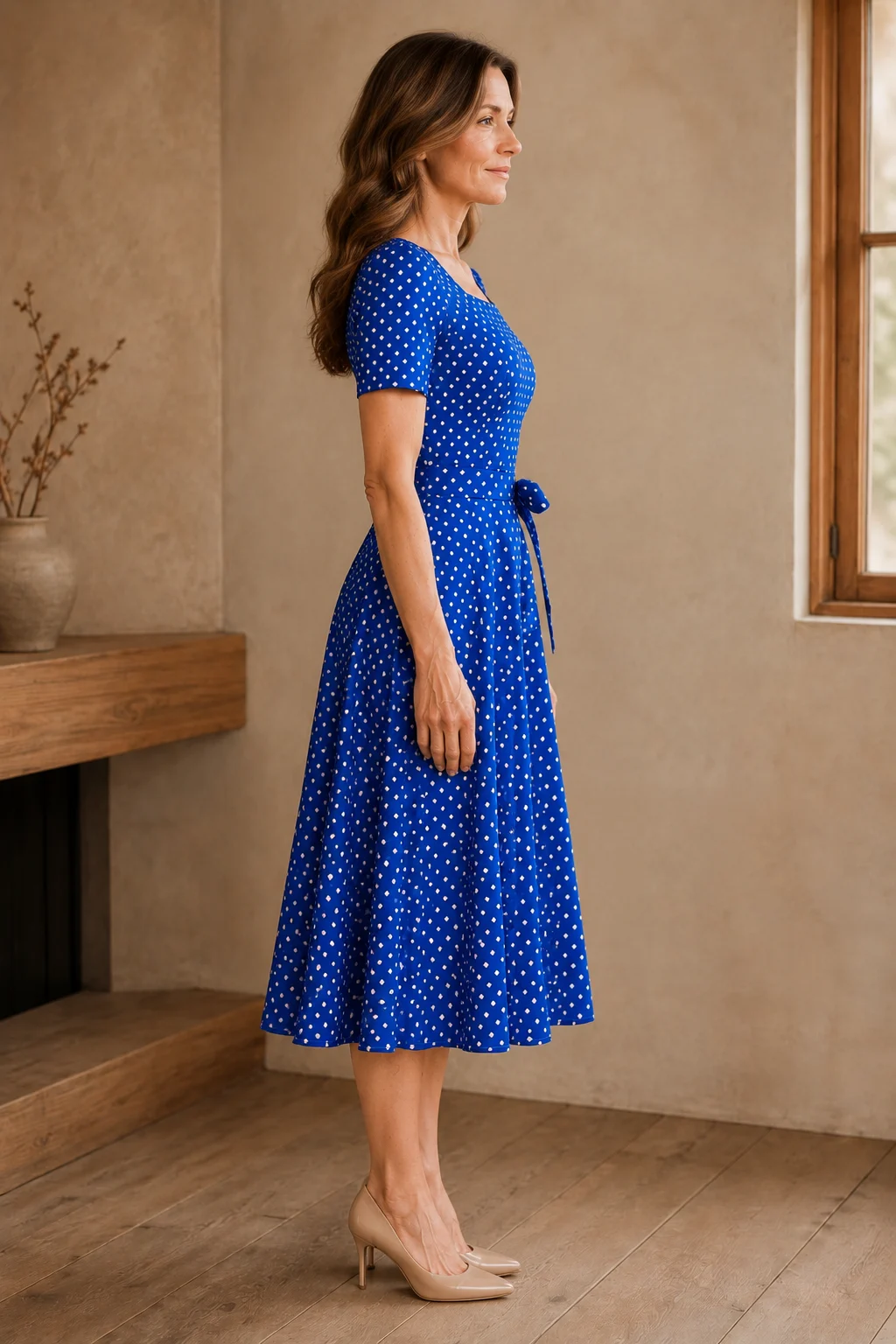 Polka Dot Bow Front Dress - left side view