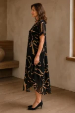 Abstract Print V Neck Dress - left side view