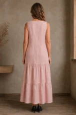 Layered Sleeveless Maxi Dress - back view