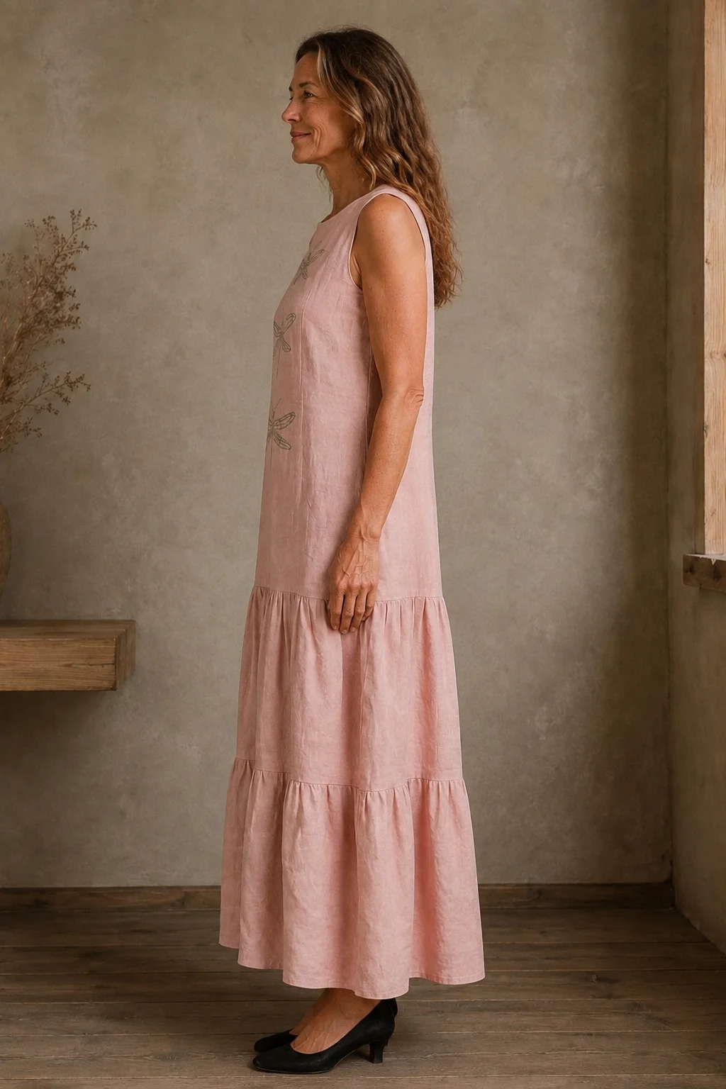 Layered Sleeveless Maxi Dress - left side view
