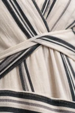 Border Print Kimono Sleeve Maxi Dress - fabric close-up