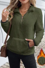 Doris | Half Zip Plush Sweatshirt, Long