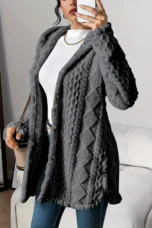 Gaétane | Knitted Argyle Hooded Cardigan