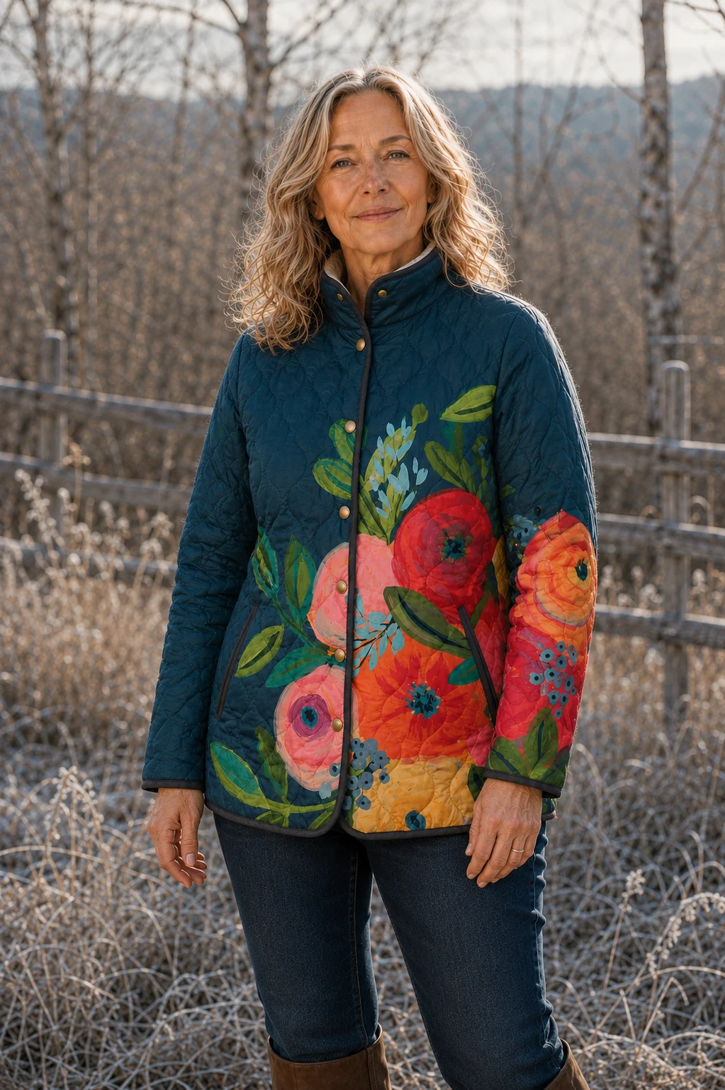 Roseline Floral Quilted Jacket, outdoor editorial view