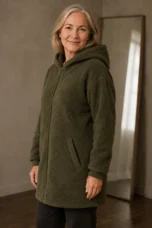 Elmire | Deep Pile Teddy Fleece Coat - Grey