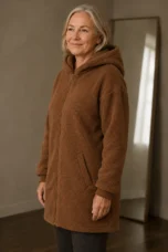 Elmire | Deep Pile Teddy Fleece Coat - Brown