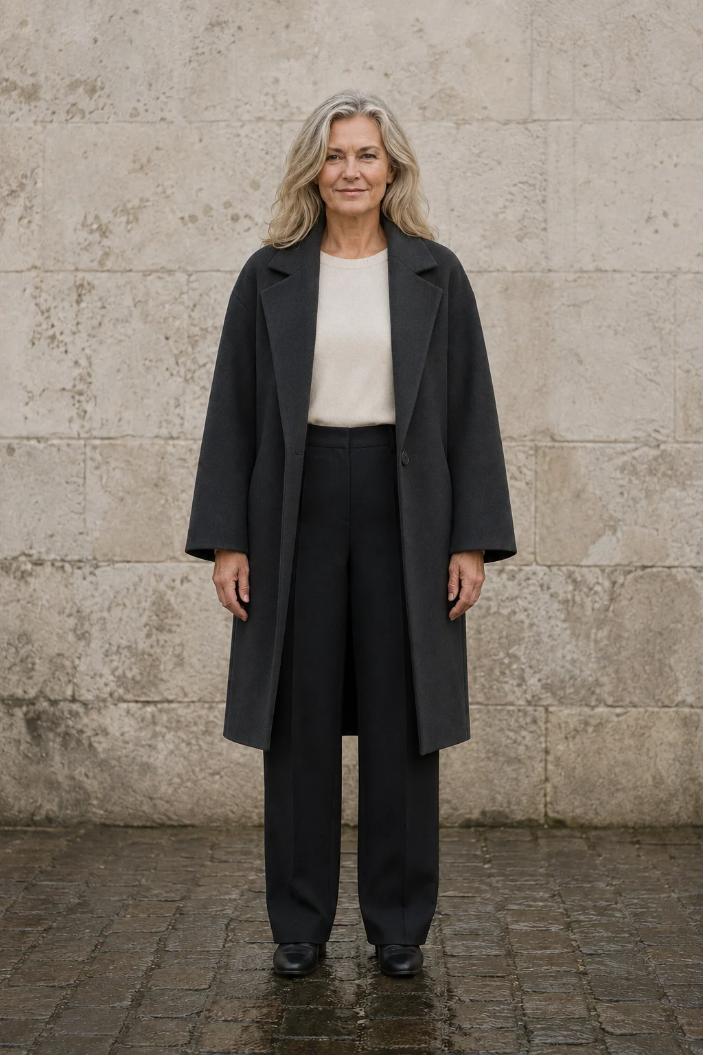 Emma elegant wool coat open