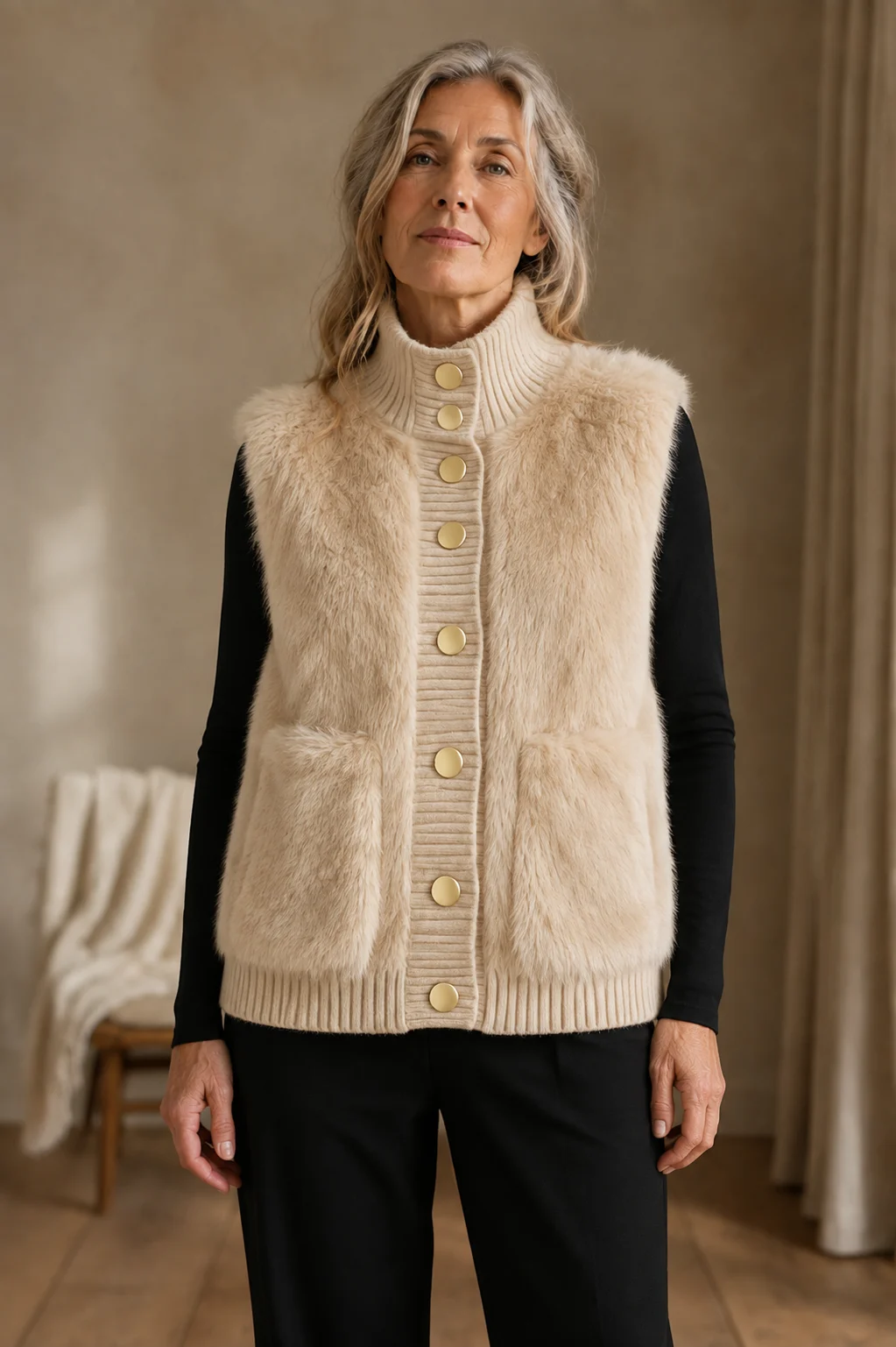 Ermeline Coffee vest front view