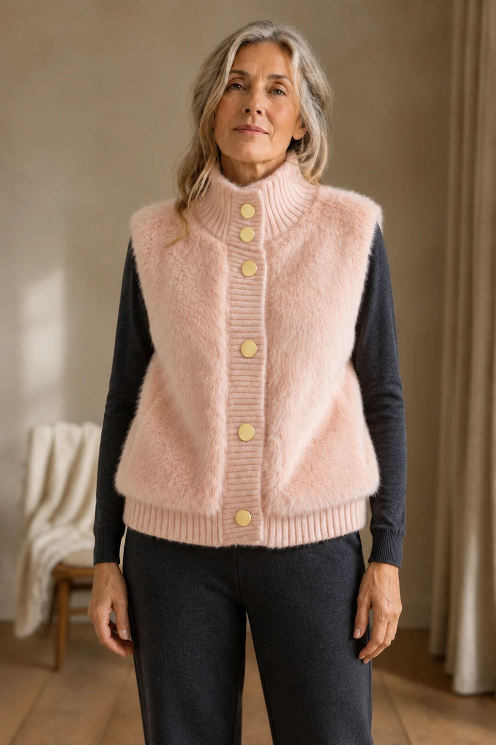 Ermeline Pink vest front view