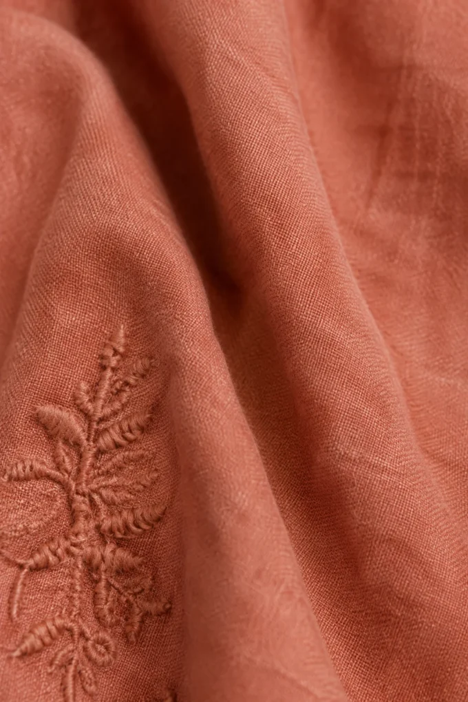 Eudoxie | Embroidered Organic Linen Skirt - fabric close-up