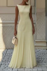 Brigitte | Pleated Gauze Maxi Dress