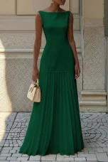 Brigitte | Pleated Gauze Maxi Dress