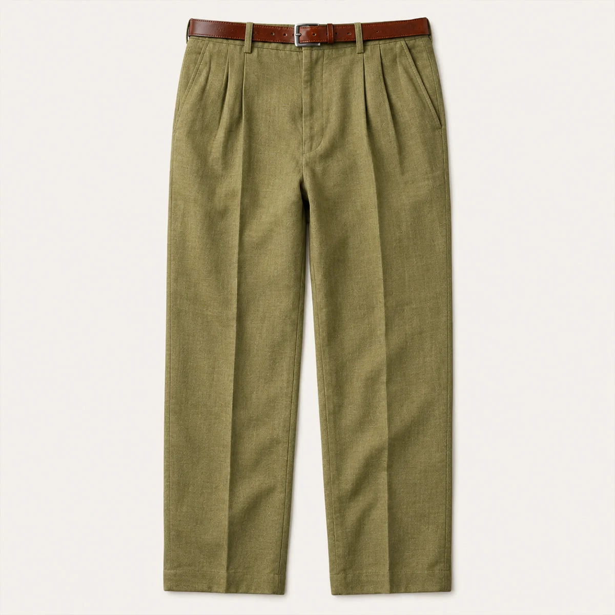 Blandine | Pleated Straight Linen Trousers