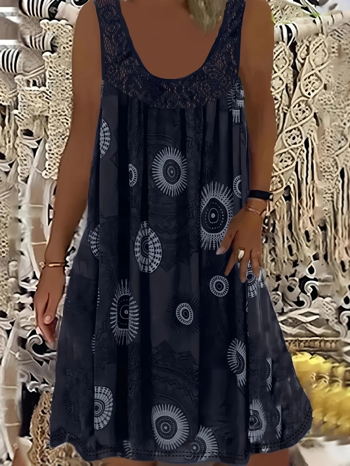 Marion | Contrast Lace Hem A-Line Dress