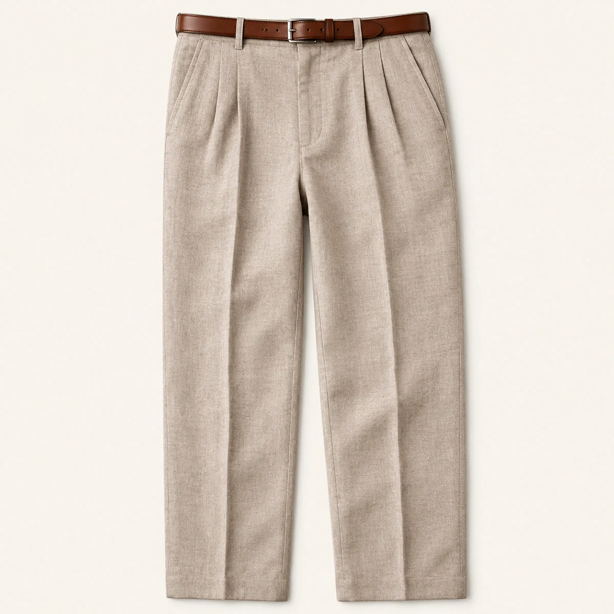 Blandine | Pleated Straight Linen Trousers
