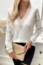 Veronique | Lace Panel Lantern Top