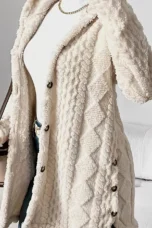 Gaétane | Knitted Argyle Hooded Cardigan