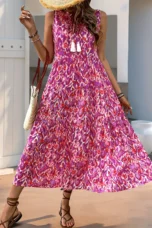 Wanda | Tassel Tie Tiered Sleeveless Dress