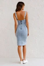 Alvina | Panel Seam Denim Midi Dress