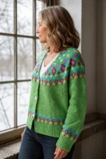 Fair Isle-trui met motief aan de achterkant voor dames - Groen