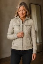 Fernande | Faux Leather Moto Jacket - Apricot