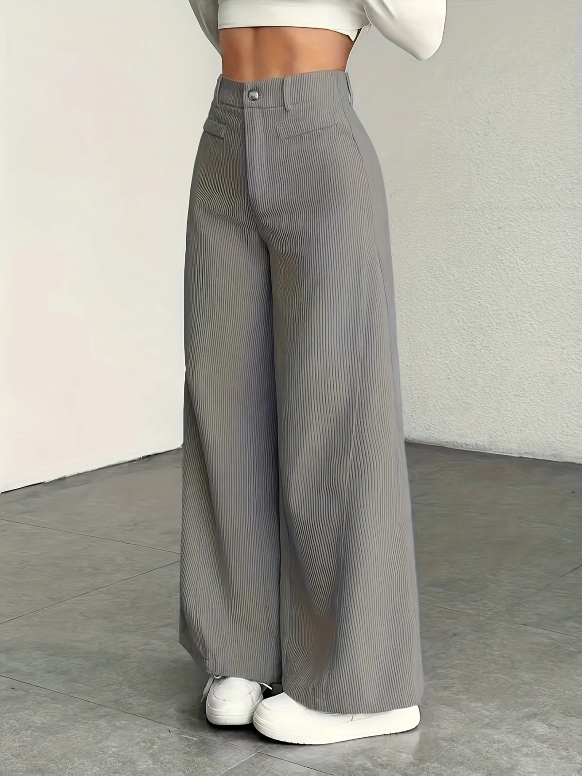 Guylaine | High Waist Corduroy Wide Leg Pants