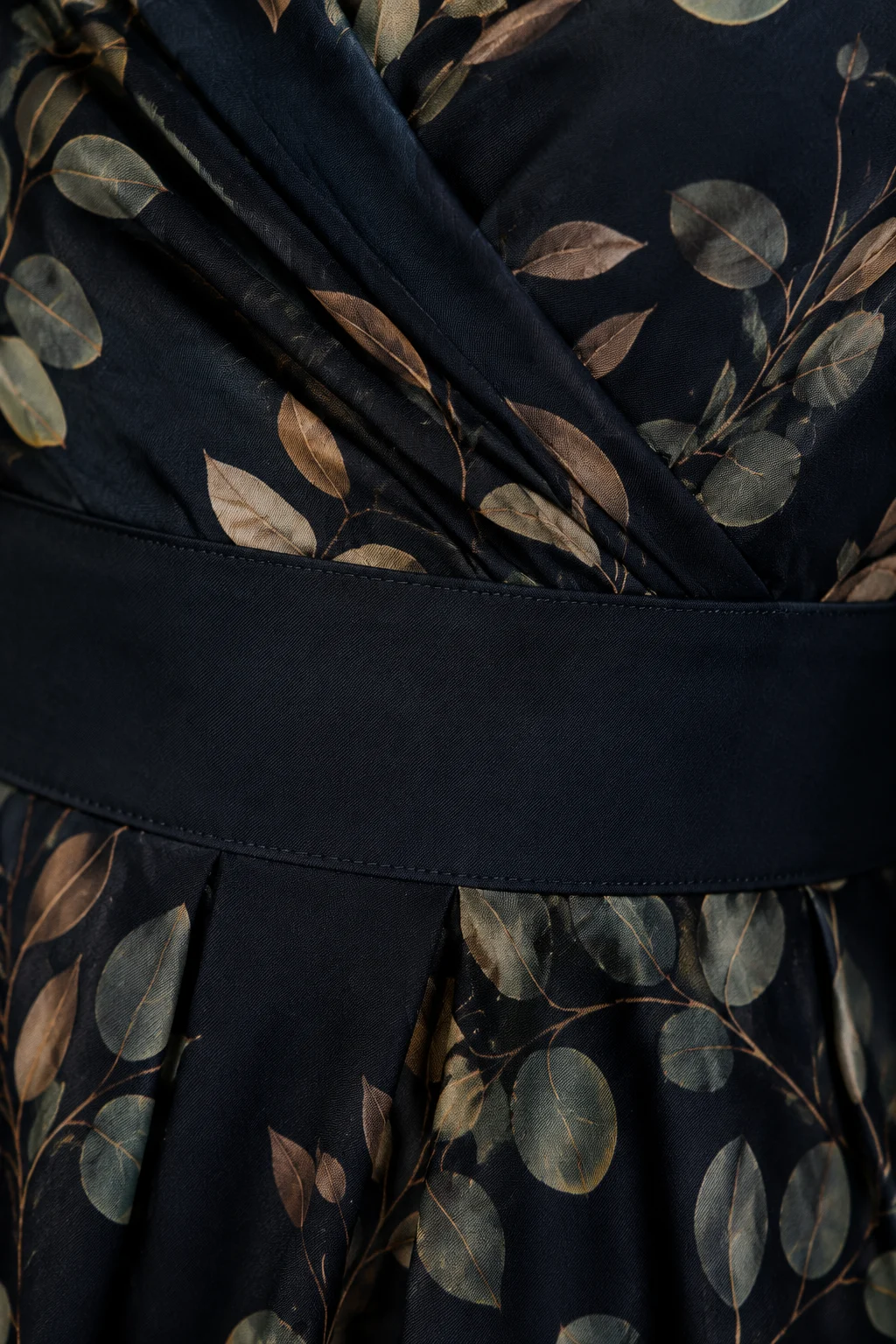 Fit and Flare Midi Dress – macro close-up of botanical fabric