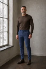 Flat Front Slim Business Trousers - navy front hero