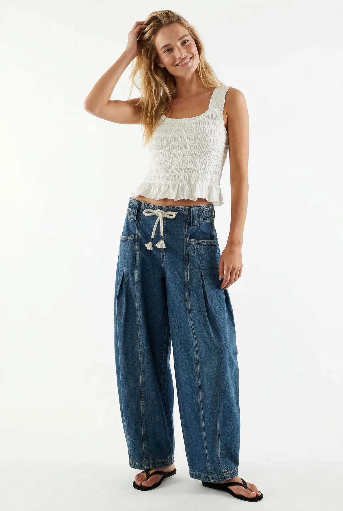 Julienne | Cotton Denim Drawstring Pants