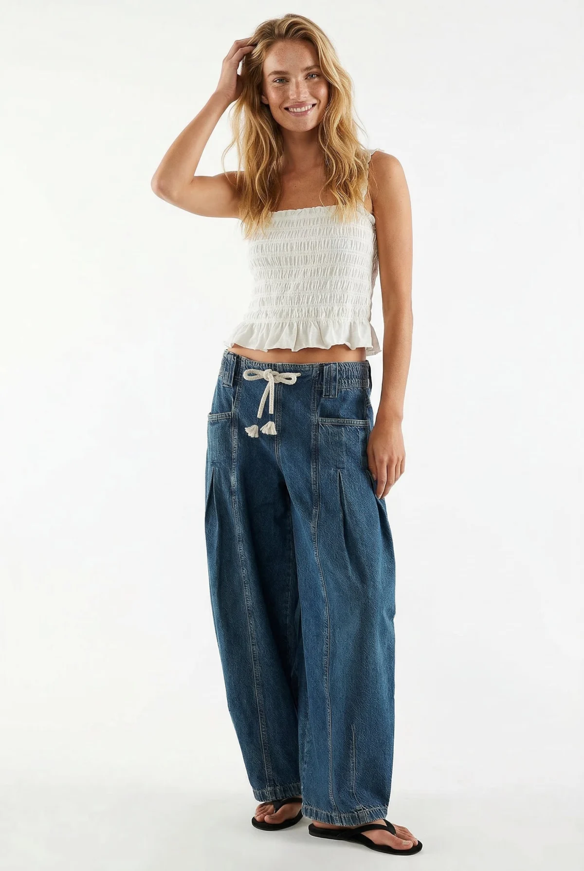 Julienne | Cotton Denim Drawstring Pants
