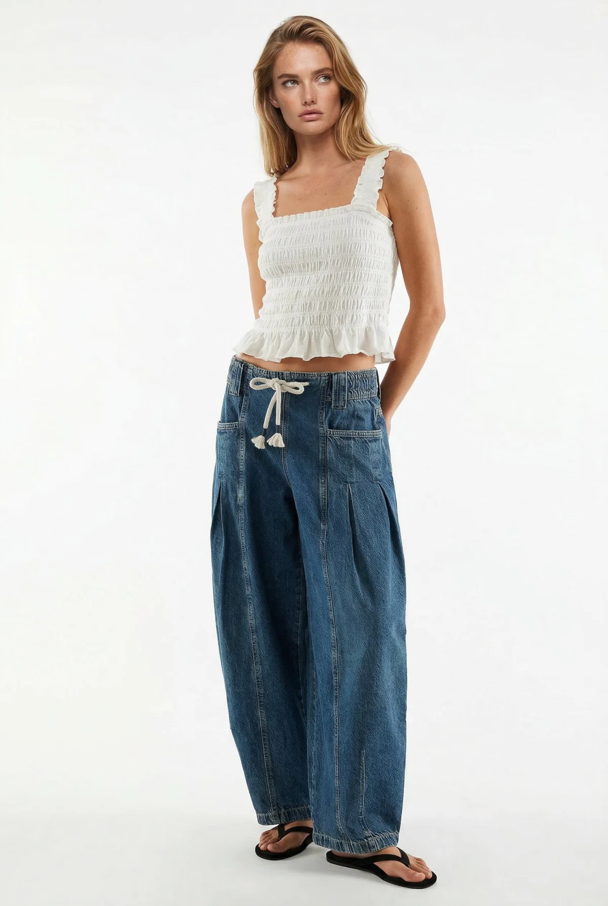 Julienne | Cotton Denim Drawstring Pants
