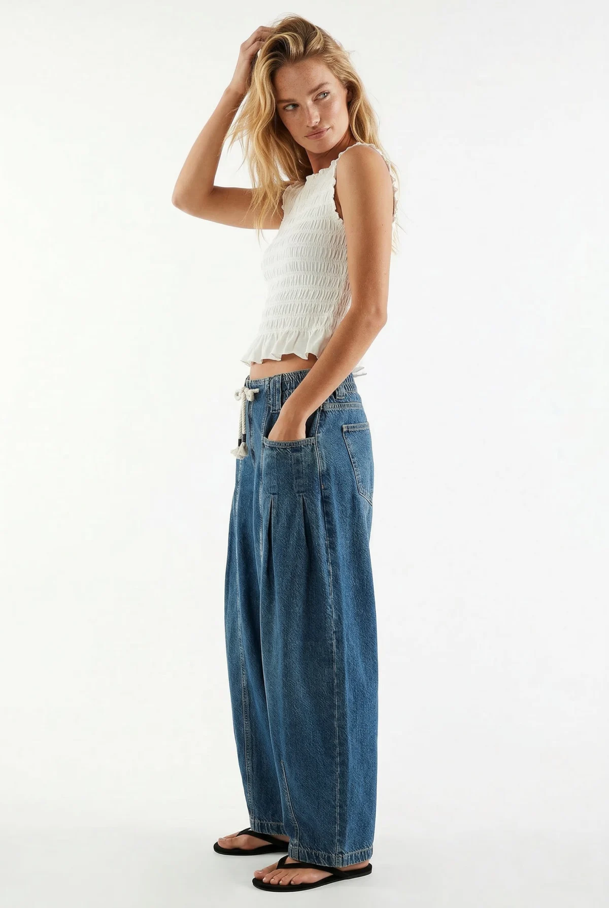 Julienne | Cotton Denim Drawstring Pants