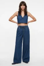 Mariange | Drawstring Wide Leg Denim Jeans