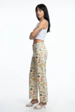 Marcelina | Printed Denim Straight Leg Jeans
